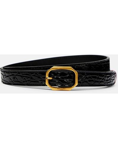 Saint Laurent Mock-croc Leather Belt - Black