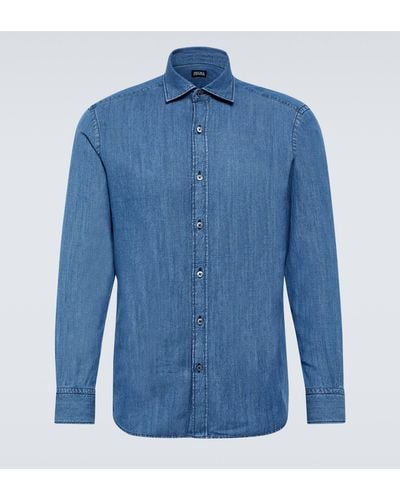 Zegna Cotton And Linen Shirt - Blue