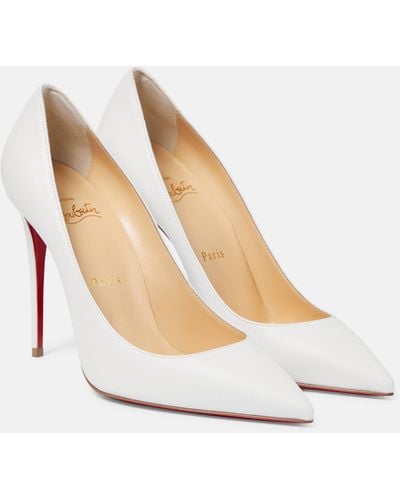 Christian Louboutin Kate 100 Pointed-toe Leather Heeled Courts - White