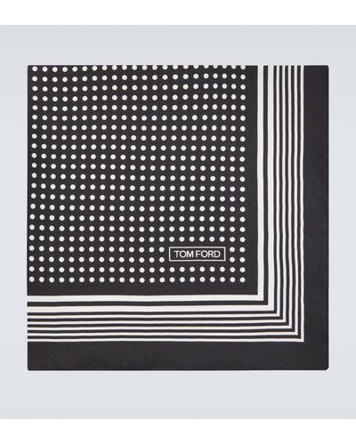 Tom Ford Printed Silk Twill Pocket Square - Black