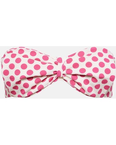 Alexandra Miro Clara Polka-dot Gathered Bikini Top - Pink