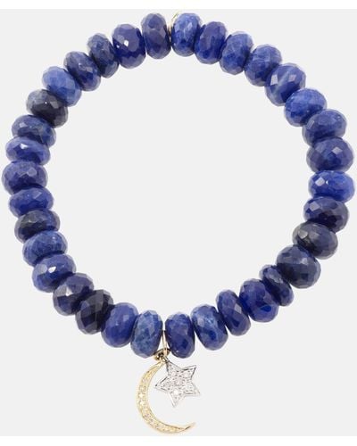 Sydney Evan 14kt White Gold And Sodalite Beads Bracelet With Diamonds - Blue