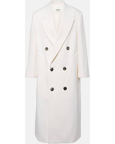 Ami Paris Double-breasted Wool-blend Overcoat - Natural