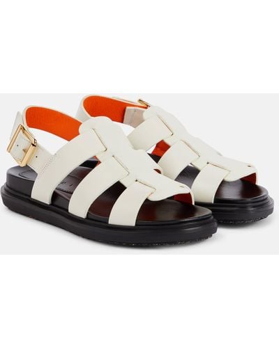 Marni Fussbett Gladiator Leather Sandals - White