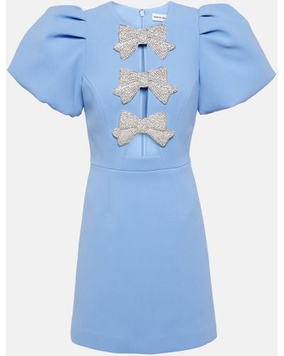 Rebecca Vallance Juliana Bow-embellished Crepe Minidress - Blue