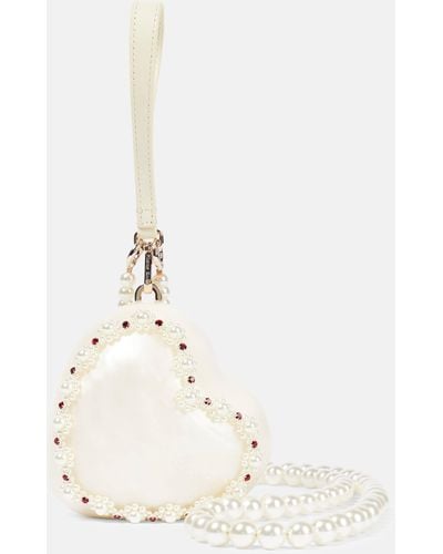 Simone Rocha Heart Faux Pearl-embellished Clutch - White