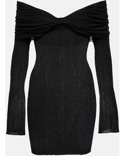 AYA MUSE Off-shoulder Ribbed-knit Lame Minidress - Black