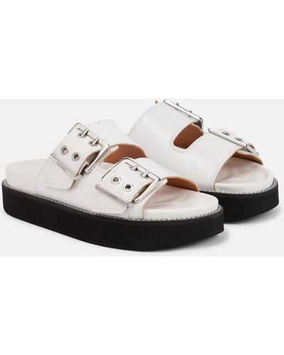 Ganni Leather Sandals - White