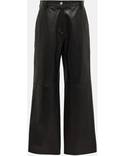 Magda Butrym High-rise Wide-leg Leather Pants - Black