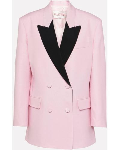 Valentino Crepe Couture Double-breasted Blazer - Pink