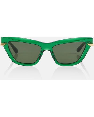 Bottega Veneta Angle Cat-eye Sunglasses - Green