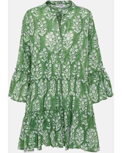 Juliet Dunn Floral Cotton Minidress - Green