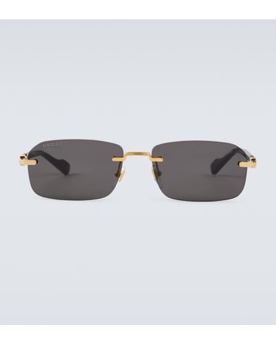 Gucci Web Stripe Rectangular Sunglasses - Grey