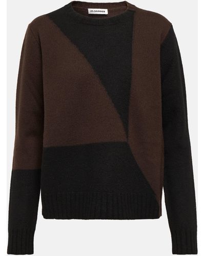 Jil Sander Intarsia Virgin Wool Sweater - Black