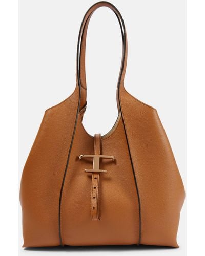 Tod's Timeless Medium Leather Tote Bag - Brown