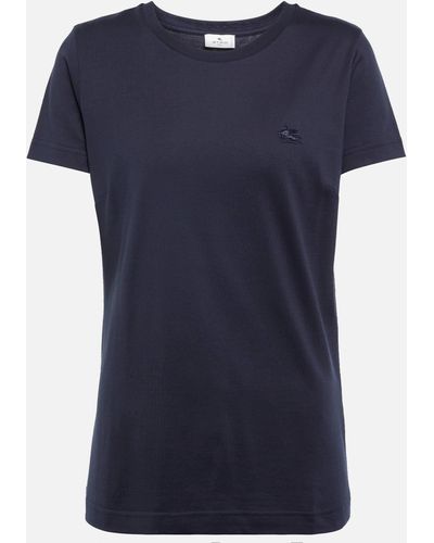 Etro Printed Cotton Jersey T-shirt - Blue