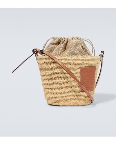 Loewe Pochette Raffia Basket Bag - Metallic