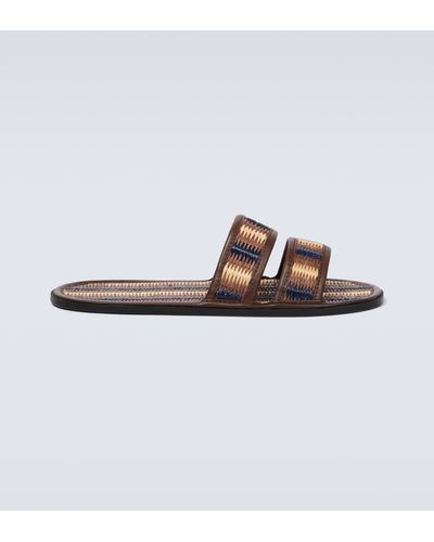 Bode Duotone Leather-trimmed Slides - Brown
