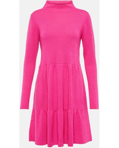 Jardin Des Orangers Mockneck Wool And Cashmere Minidress - Pink