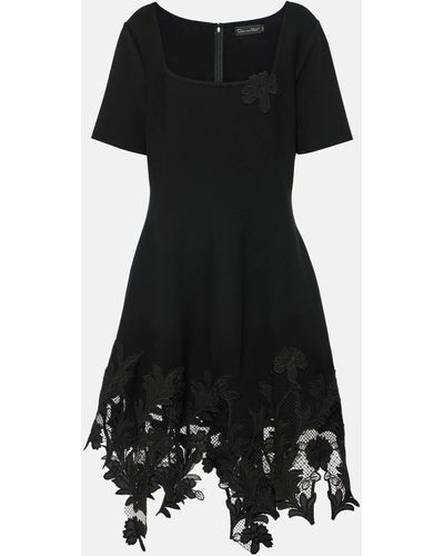 Oscar de la Renta Lace-trimmed Knitted Minidress - Black