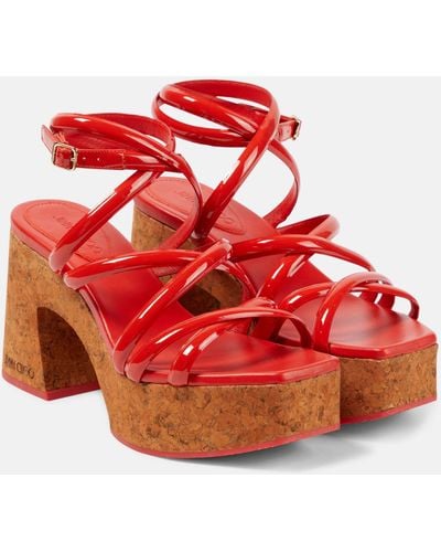 Jimmy Choo Cecelia 95 Leather Sandals - Red