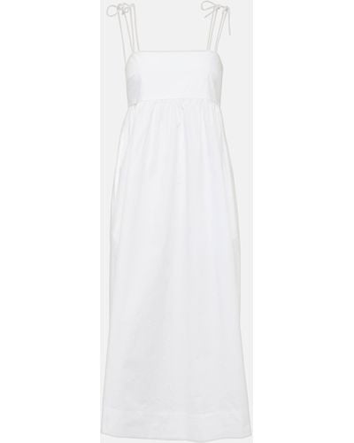 Ganni Cotton Poplin Midi Dress - White