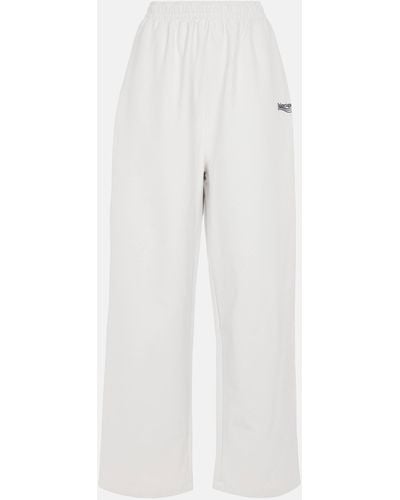 Balenciaga Logo Cotton Jersey Sweatpants - White