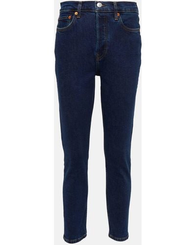 RE/DONE '90s High-rise Cropped Skinny Jeans - Blue