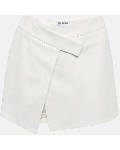 The Attico Cloe Wrap Leather Miniskirt - White