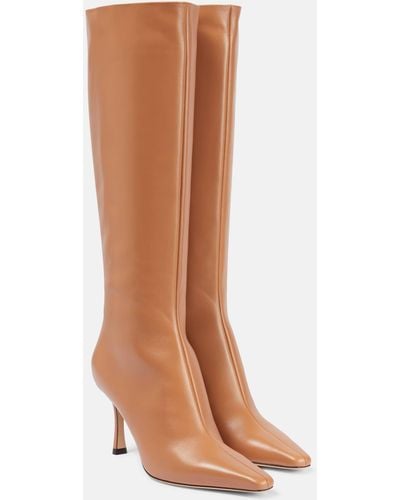 Jimmy Choo Agathe 85 Leather Knee-high Boots - Brown