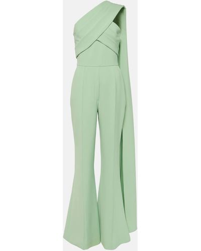 Elie Saab Asymmetric Crepe Jumpsuit - Green
