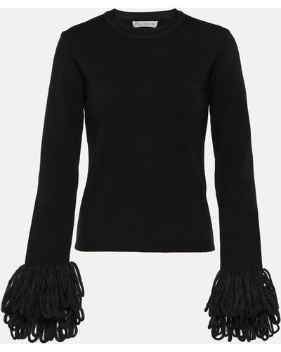 JW Anderson Fringed Wool-blend Sweaters - Black