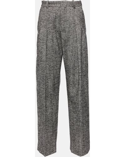 Victoria Beckham High-rise Wool-blend Wide-leg Pants - Grey