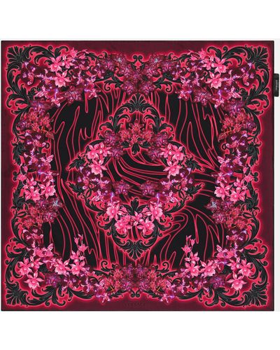 Versace Orchid Barocco Silk Scarf - Red