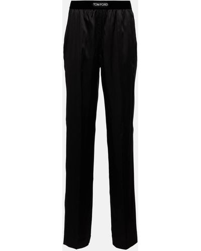 Tom Ford High-rise Silk-blend Satin Pants - Black