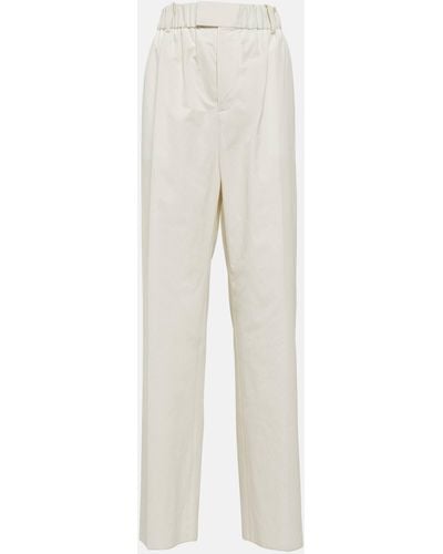 Bottega Veneta Low-rise Cotton-blend Wide-leg Pants - White