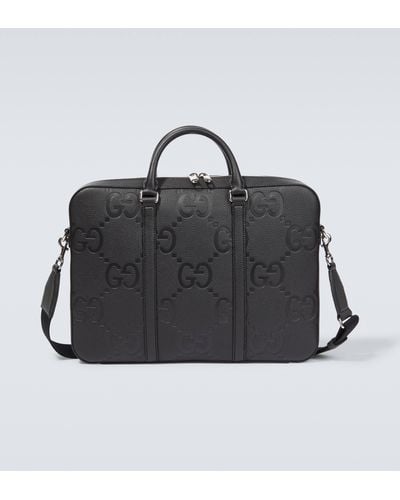 Gucci Jumbo GG Leather Briefcase - Black