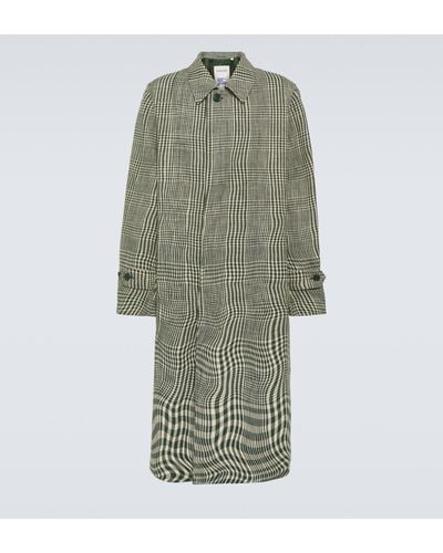 Burberry Checked Silk And Cotton-blend Car Coat - Green