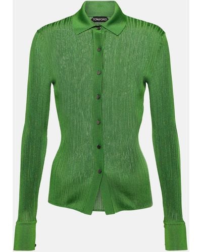 Tom Ford Metallic Ribbed-knit Shirt - Green