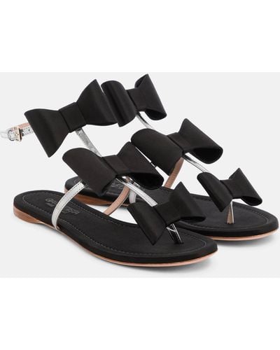 Giambattista Valli Pop Bow Satin And Leather Sandals - Black