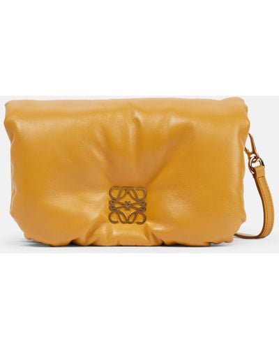 Loewe Goya Puffer Mini Leather Shoulder Bag - Natural