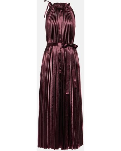 Ulla Johnson Amiko Pleated Satin Midi Dress - Purple