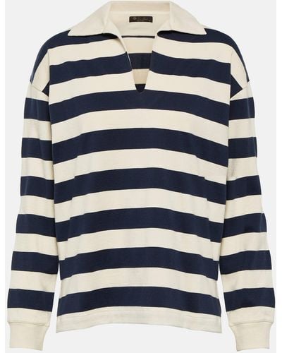 Loro Piana Striped Cotton Polo Sweatshirt - Blue