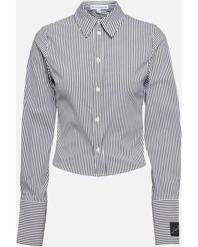 JW Anderson Striped Cotton-blend Cropped Shirt - Blue