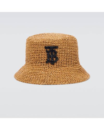 Burberry Tb Raffia-effect Bucket Hat - Brown