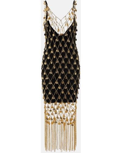 Rabanne Embellished Brass Chain Midi Dress - Metallic