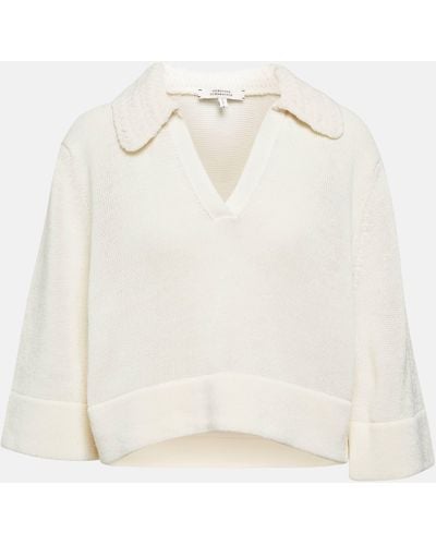 Dorothee Schumacher Sporty Wool And Cotton-blend Polo Sweater - White