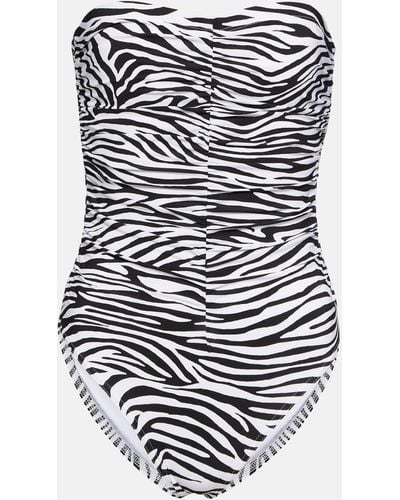 Karla Colletto Basics Zebra-print Ruched Swimsuit - White