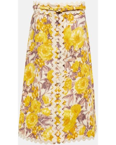 Zimmermann Floral-print Midi Skirt - Yellow
