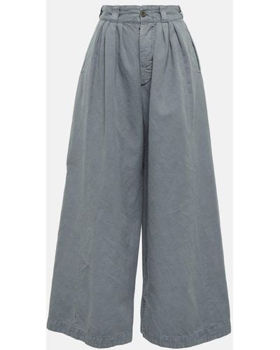 Maison Margiela Wide-leg Cotton And Linen Canvas Pants - Grey
